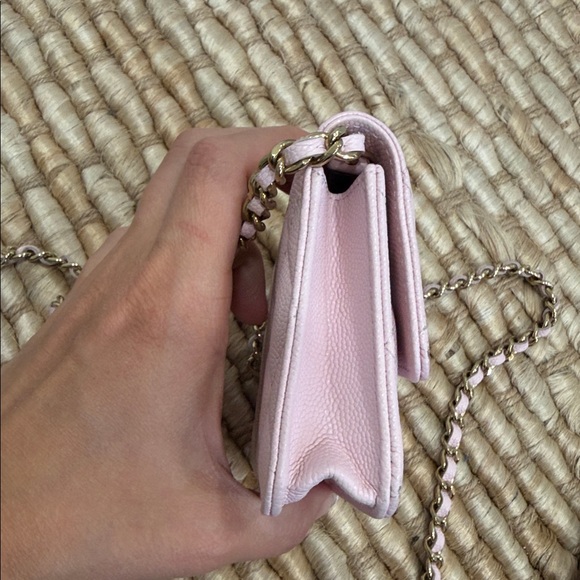 CHANEL Light Pink Quilted Mini Bag with Gold Chain - Picture 16 of 17